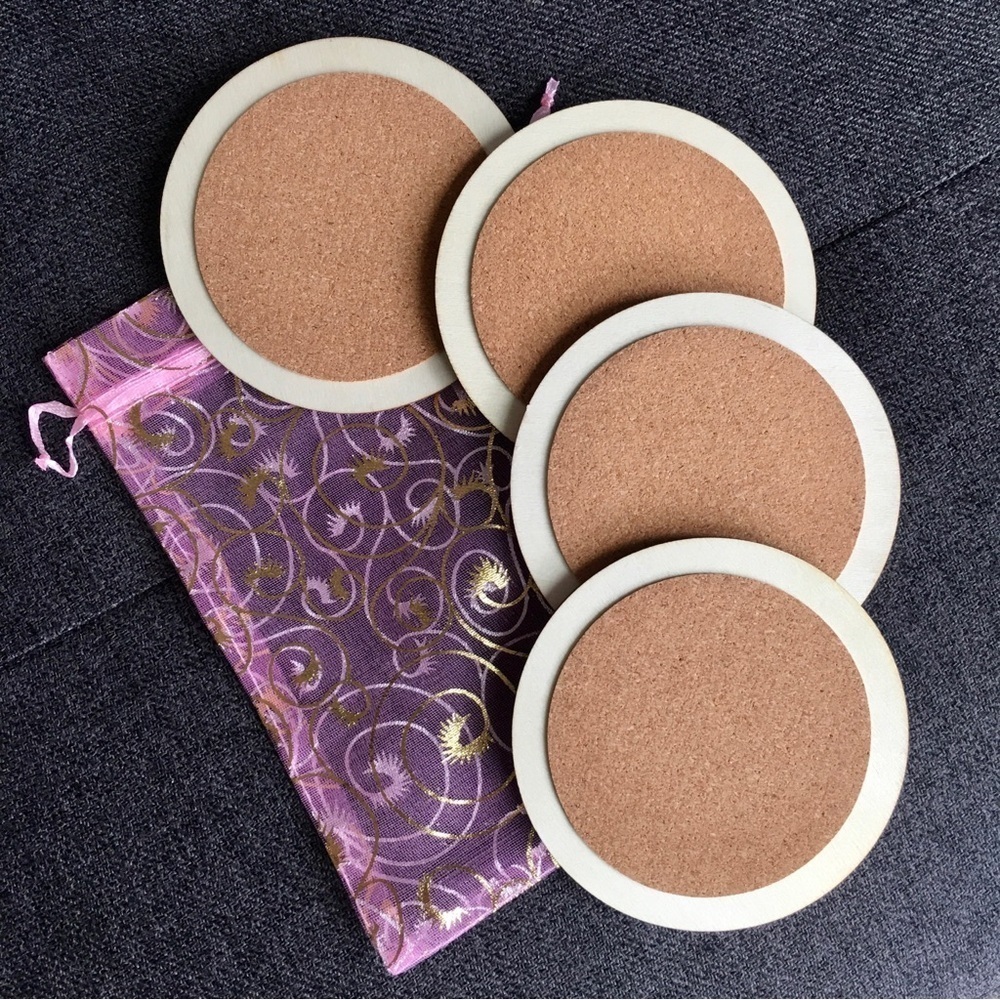 Diamond Art Set/4 Abstract, Colorful Coasters + Organza Gift Bag (PINKS) - Picture 3 of 17